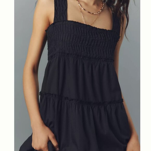 NEW MAEVE The Helena Square-Neck Smocked Tiered Midi Dress - Picture 4 of 17